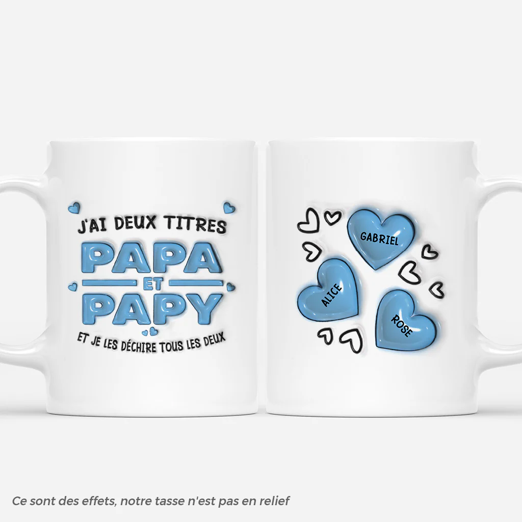 [Effet d'Impression 3D] Mug Personnalisé Papa - Deux Titres Papa Et Papy