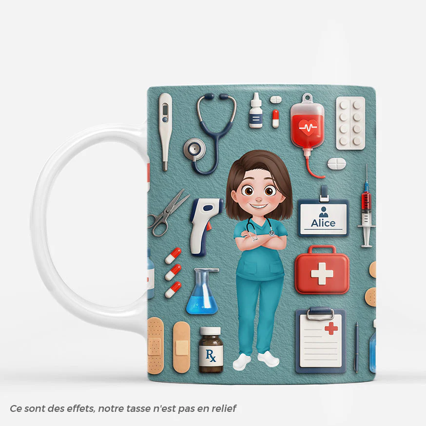 [Effet d'impression 3D] Mug Personnalisé Docteur Et Infirmier - Cadeau Infirmière