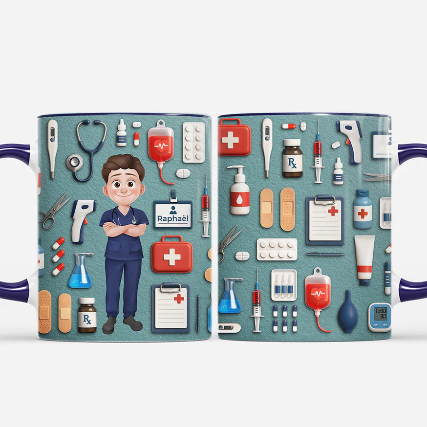 [Effet d'impression 3D] Mug Personnalisé Docteur Et Infirmier - Cadeau Infirmière - Image 2