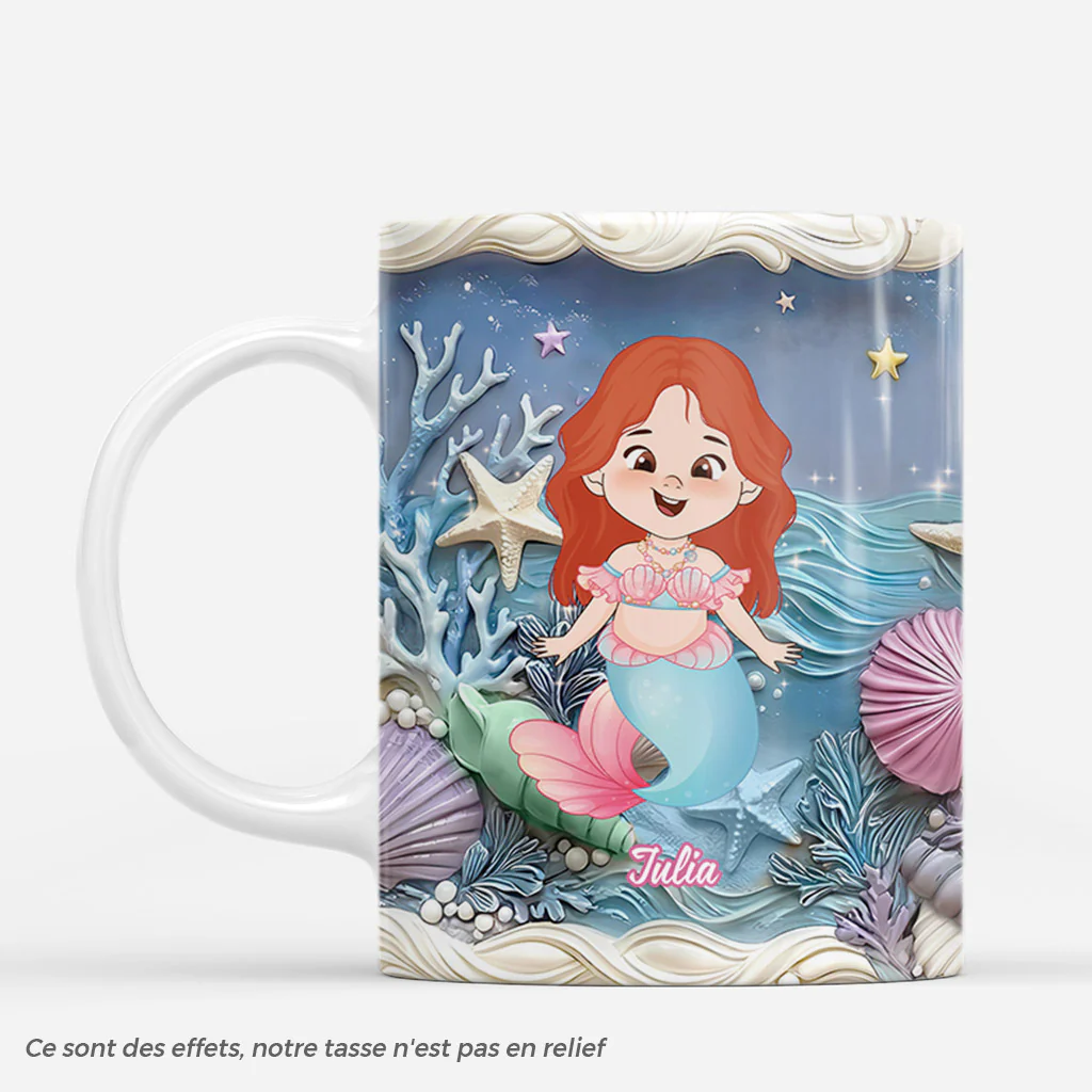[Effet d'impression 3D] Mug Personnalisé Enfant Avec Photo - Petite Sirène