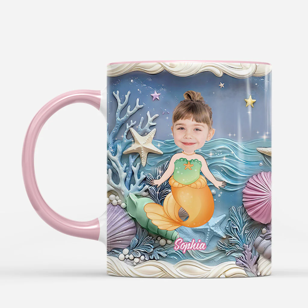 [Effet d'impression 3D] Mug Personnalisé Enfant Avec Photo - Petite Sirène - Image 2