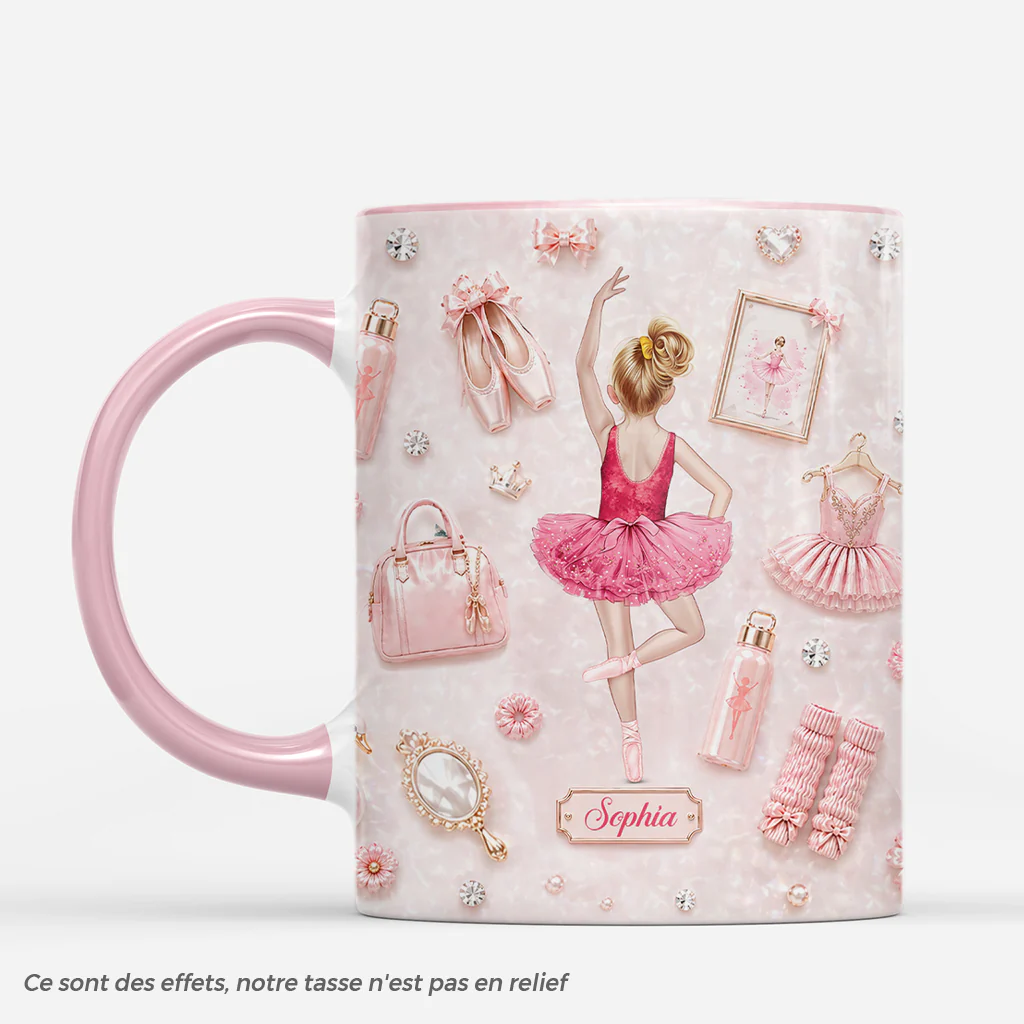 [Effet d'impression 3D] Mug Personnalisé Enfant - Cadeau Pour Une Petite Ballerine
