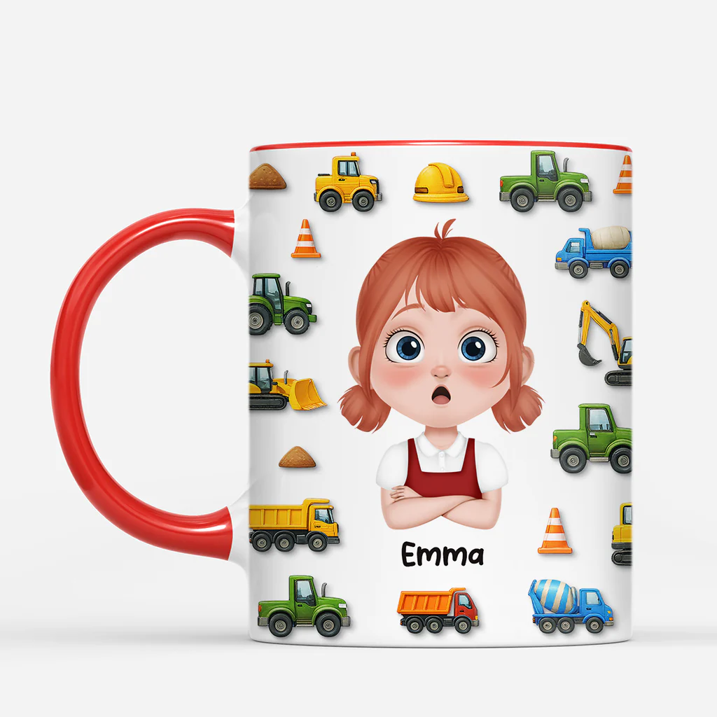 [Effet d'impression 3D] Mug Personnalisé Enfant - Véhicules De Chantier - Image 2