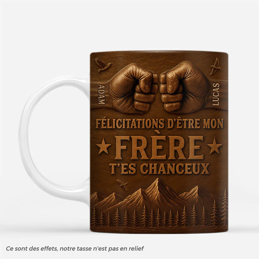 [Effet d'impression 3D] Mug Personnalisé - Être Mon Frère/Sœur/Maman/Papa/Ami