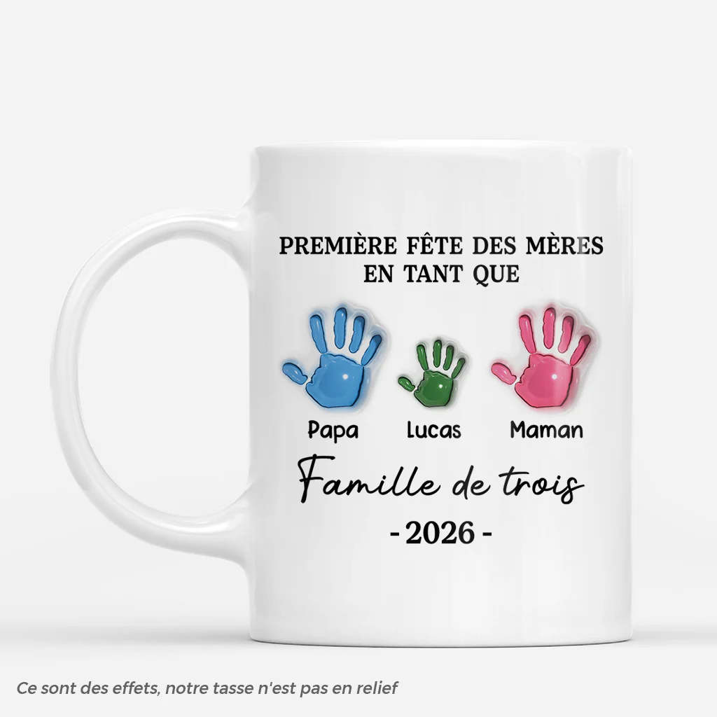 [Effet d'impression 3D] Mug Personnalisé Famille Et Chien Chat - Première Fête Des Maman Et Papa