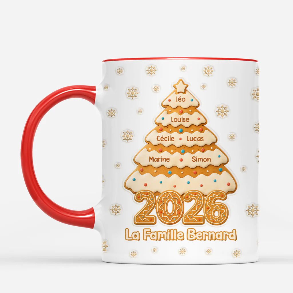[Effet d'impression 3D] Mug Personnalisé Famille - Sapin De Noël Biscuit - Image 2