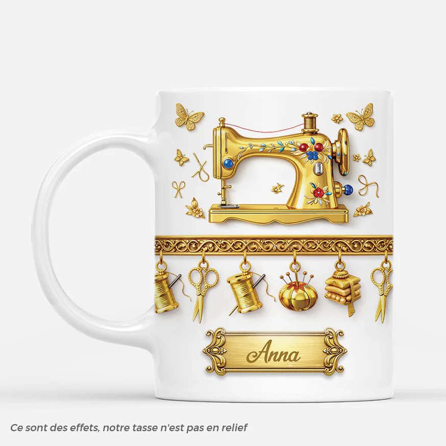 [Effet d'impression 3D] Mug Personnalisé Femme - Cadeau Pour Couturière