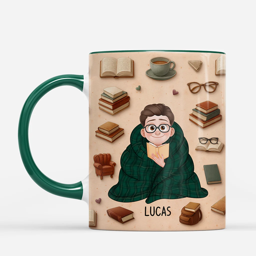 [Effet d'impression 3D] Mug Personnalisé Femme/Homme - Fille Qui Adore Lire Les Livres - Image 2