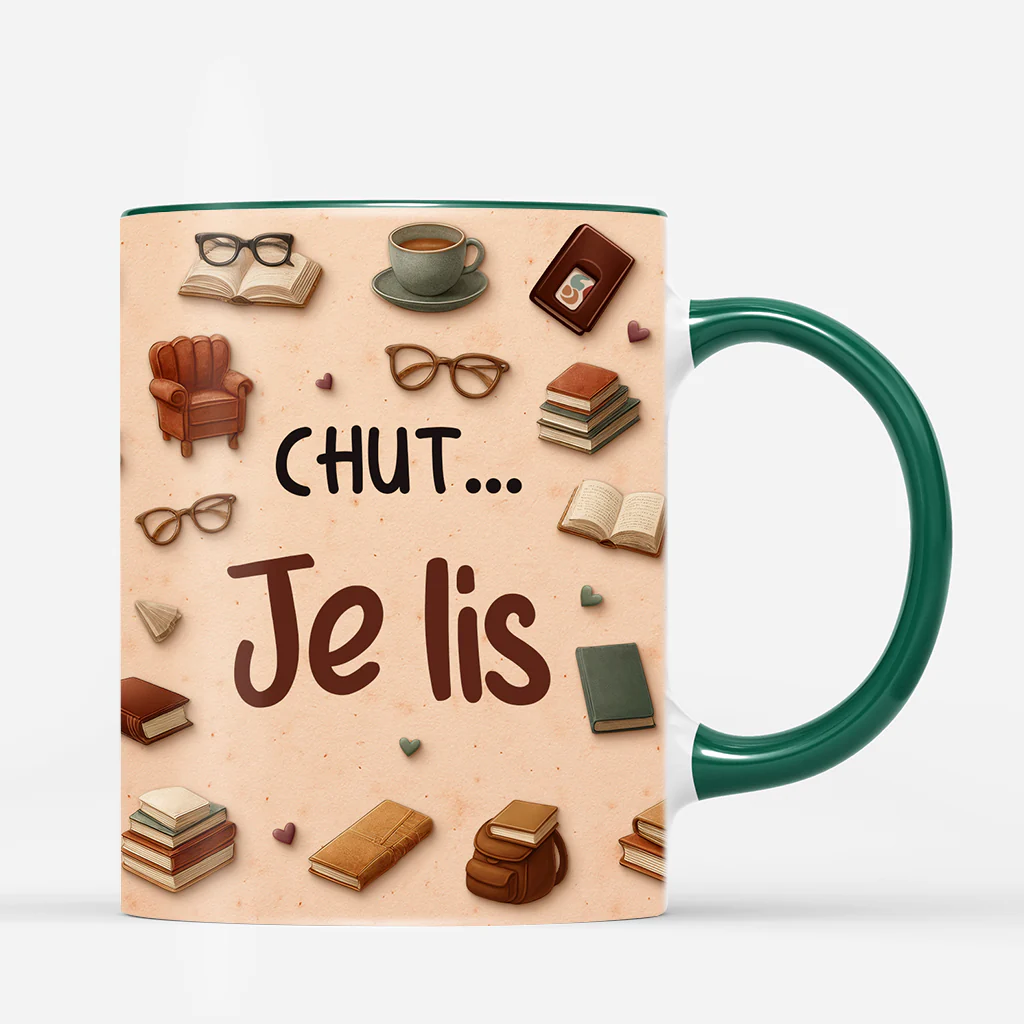 [Effet d'impression 3D] Mug Personnalisé Femme/Homme - Fille Qui Adore Lire Les Livres - Image 3