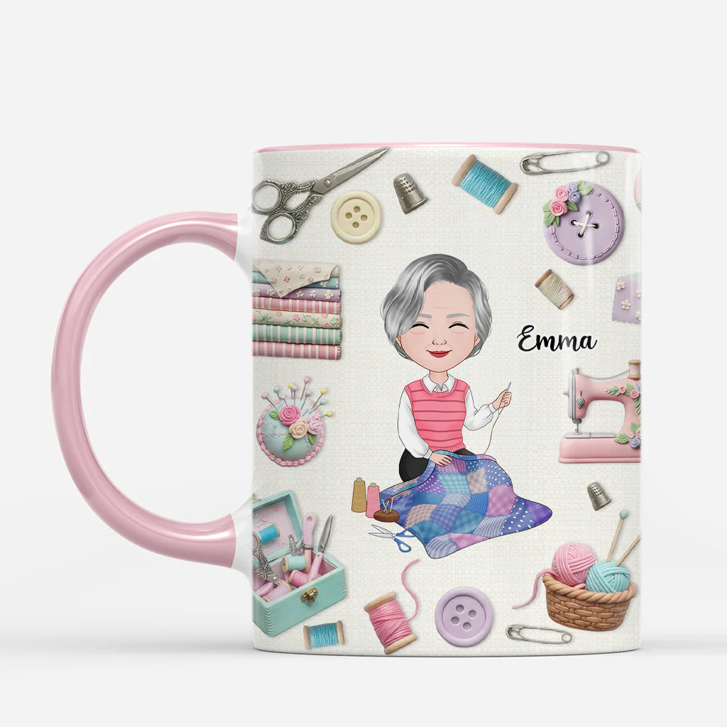 [Effet d'impression 3D] Mug Personnalisé Femme - Juste Une Fille Qui Aime Coudre - Image 2