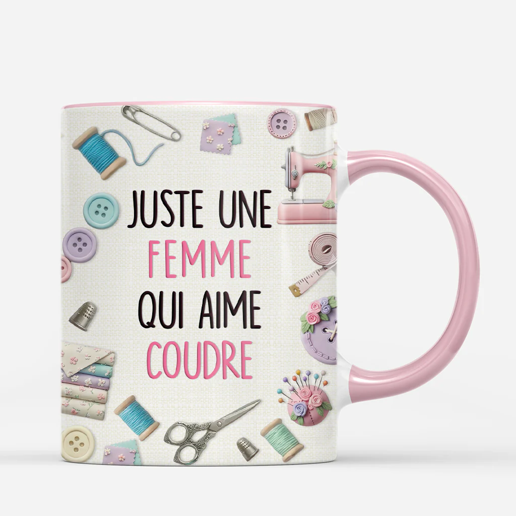 [Effet d'impression 3D] Mug Personnalisé Femme - Juste Une Fille Qui Aime Coudre - Image 3