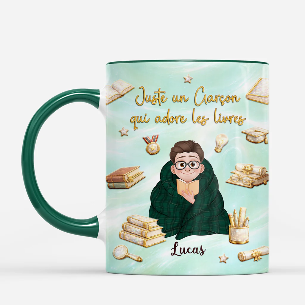 [Effet d'impression 3D] Mug Personnalisé Femme - Qui Aime Les Livres - Image 2