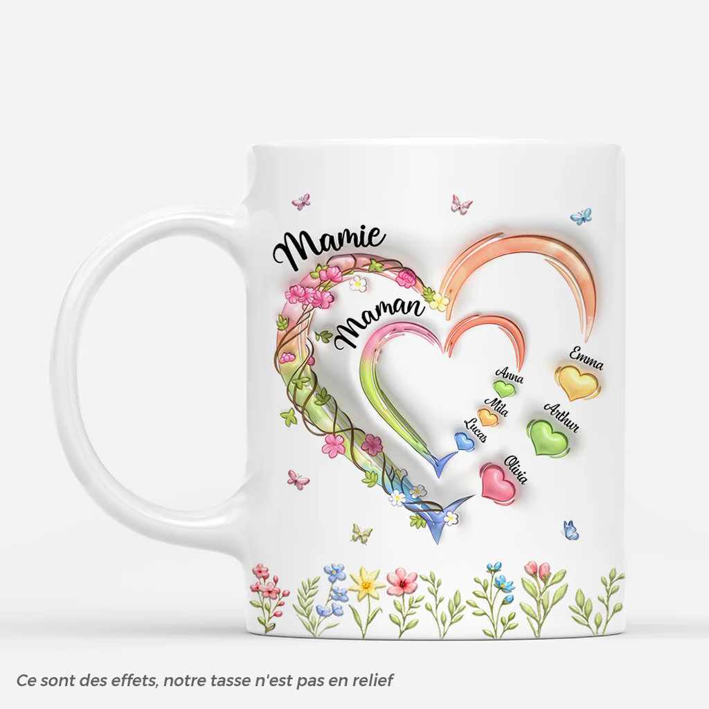 [Effet d'impression 3D] Mug Personnalisé Fête Des Mères - Amour De Maman Mamie