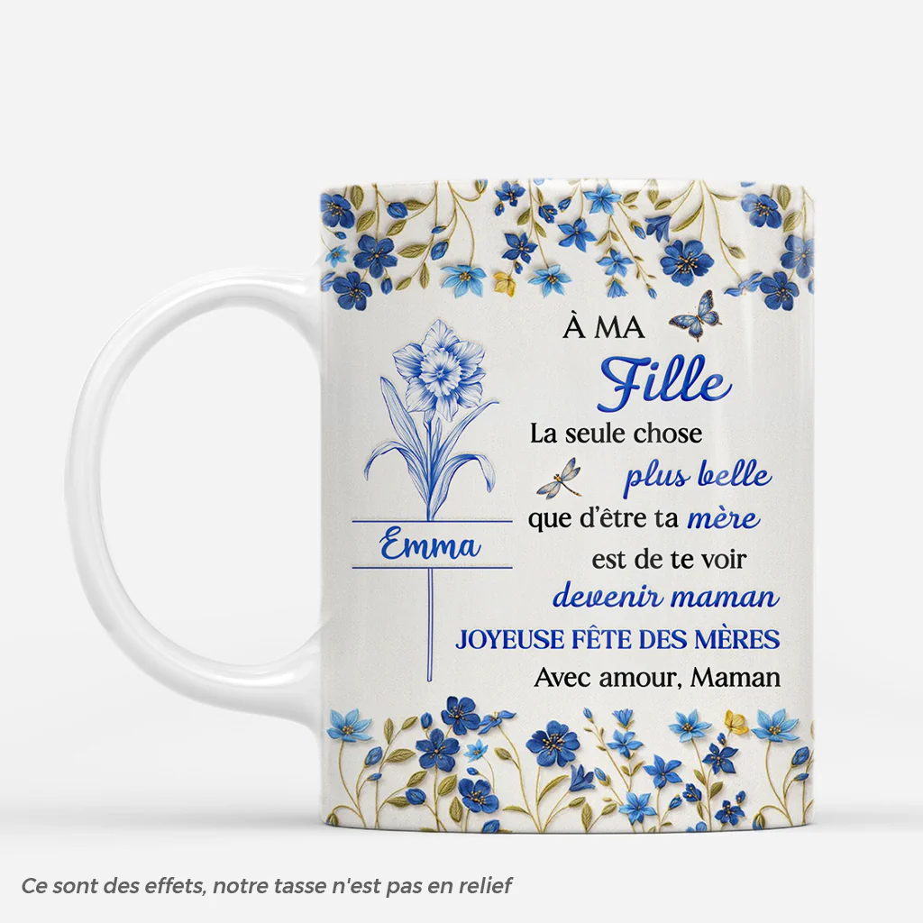[Effet d'impression 3D] Mug Personnalisé Fête Des Mères - À Ma Fille