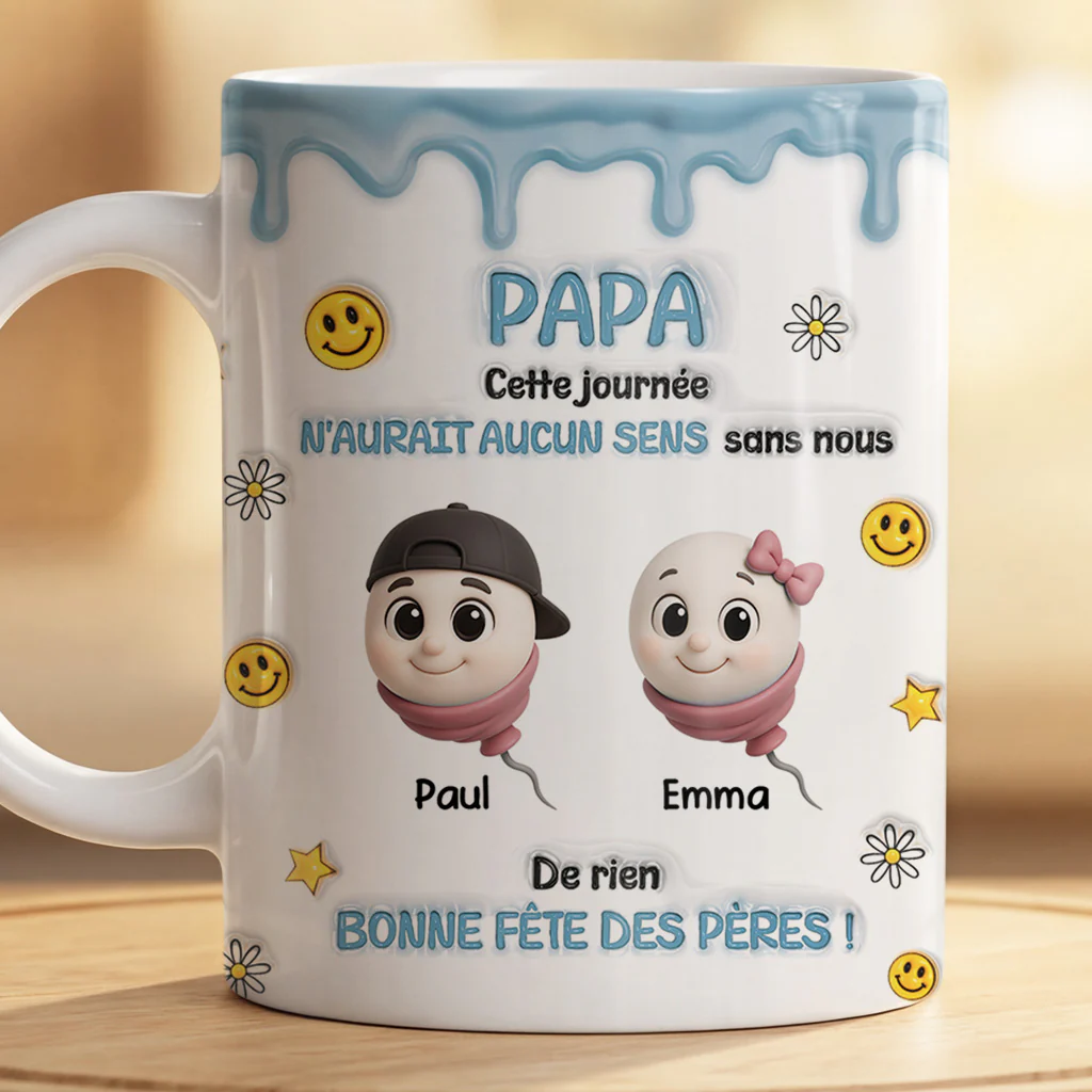 [Effet d'Impression 3D] Mug Personnalisé Maman | Humour La Vie Ennuyeuse Sans Nous - Image 2