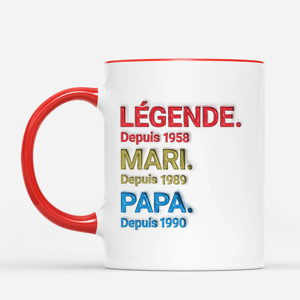 [Effet d'Impression 3D] Mug Personnalisé Fête Des Pères - Cadeau Papa Papy Légende - Image 2