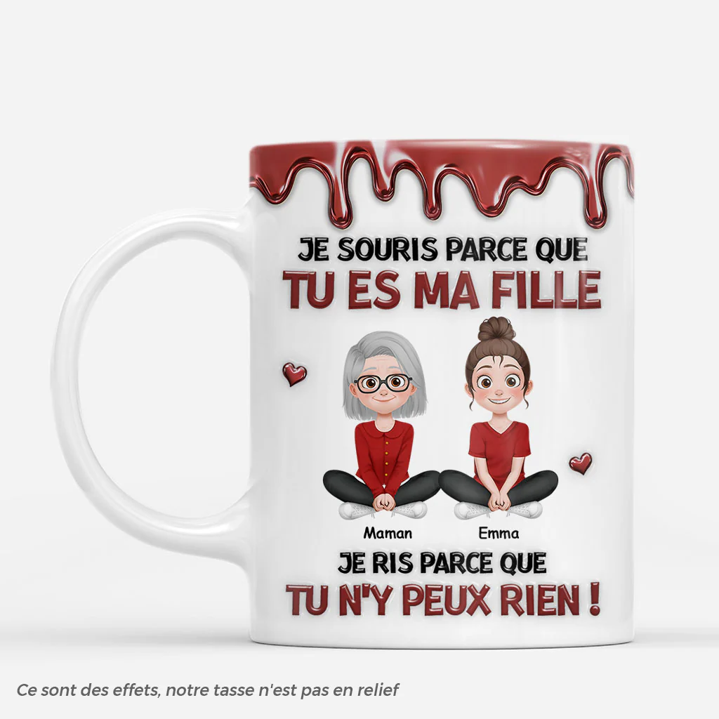 [Effet d'impression 3D] Mug Personnalisé Fille Et Fils - Je Souris Tu Es Mon Enfant