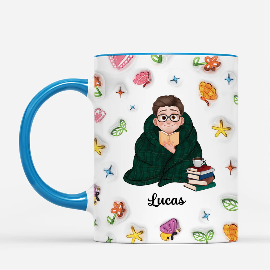 [Effet d'impression 3D] Mug Personnalisé - Fille Qui Aime Les Livres - Image 2