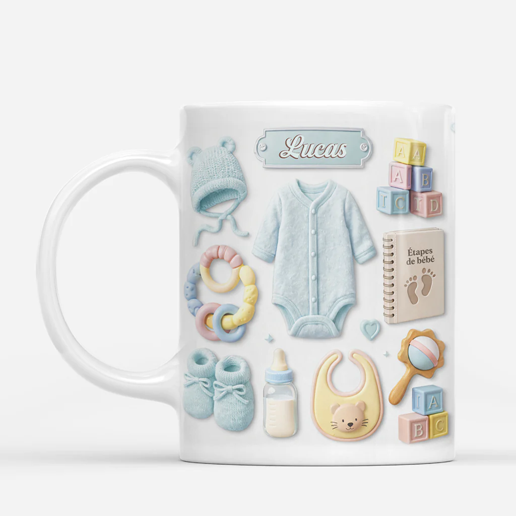 [Effet d'impression 3D] Mug Personnalisé Future Maman - Les Étapes De Bébé - Image 2