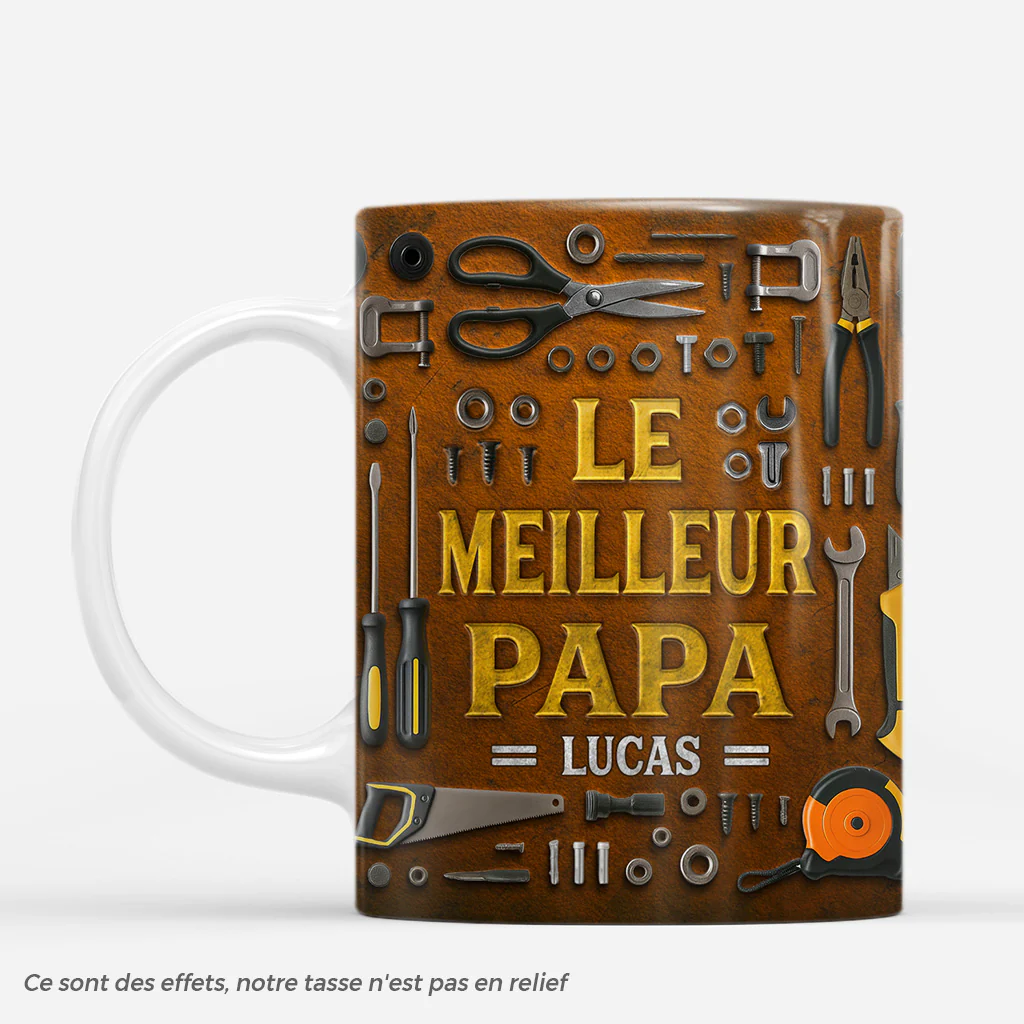 Mug Personnalisé Papy Bricoleur 3D - Le Meilleur Papa Papy