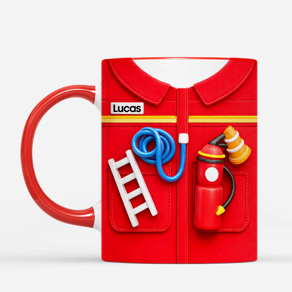[Effet d'impression 3D] Mug Personnalisé Homme - Cadeau Pompier Original - Image 2