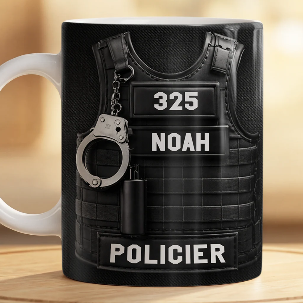 [Effet d'impression 3D] Mug Personnalisé Homme - Cadeau Police - Image 2