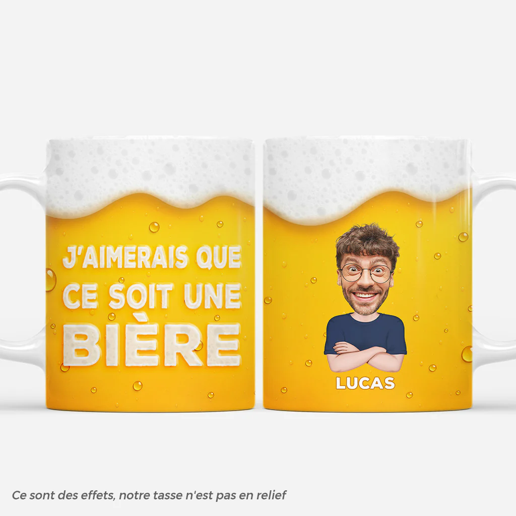 [Effet d'impression 3D] Mug Personnalisé Homme - J’aimerais Que Ce Soit Une Bière
