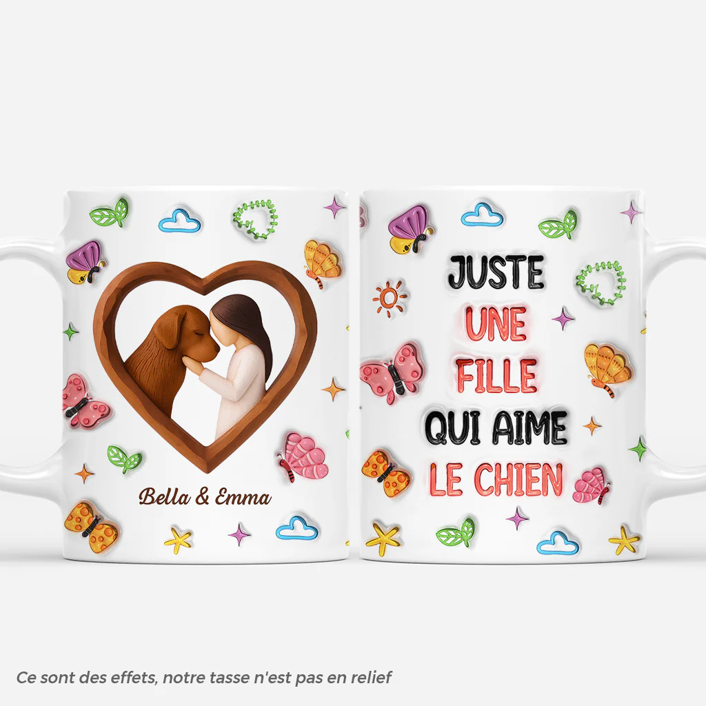 Tasse Personnalisée Chien Effet 3D - Juste Une Fille Qui Aime Les Chiens