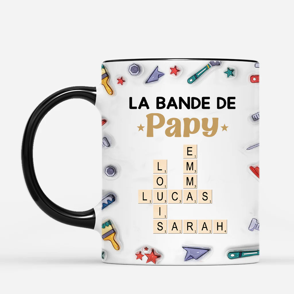 [Effet d'Impression 3D] Mug Personnalisé - La Bande À Papa Bricoleur - Cadeau Mots-Croisés - Image 2