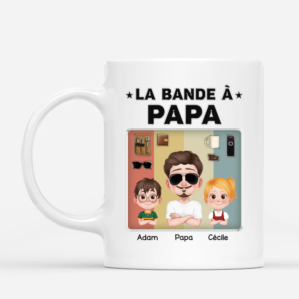 [Effet d'Impression 3D] Mug Personnalisé Papa – La Bande À Papa - Portraits