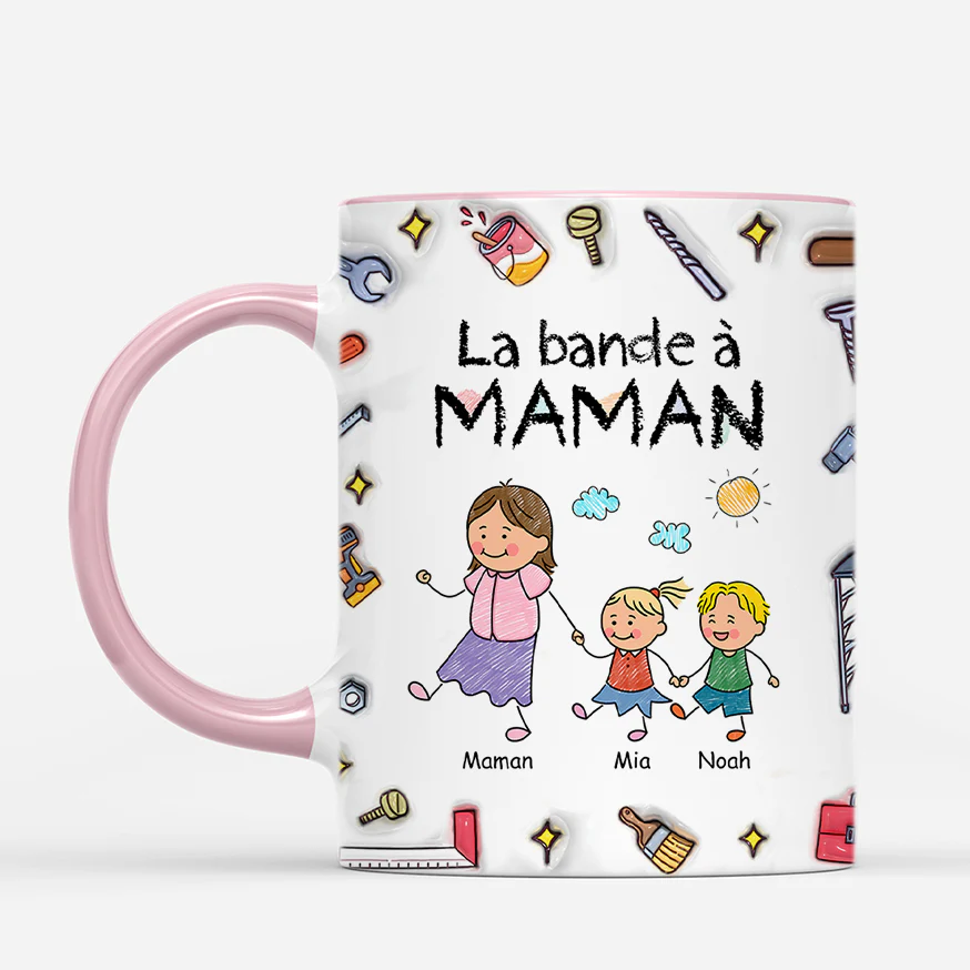 [Effet d'Impression 3D] Mug Personnalisé - La Bande À Papa - Dessin Crayon Avec Outils - Image 2