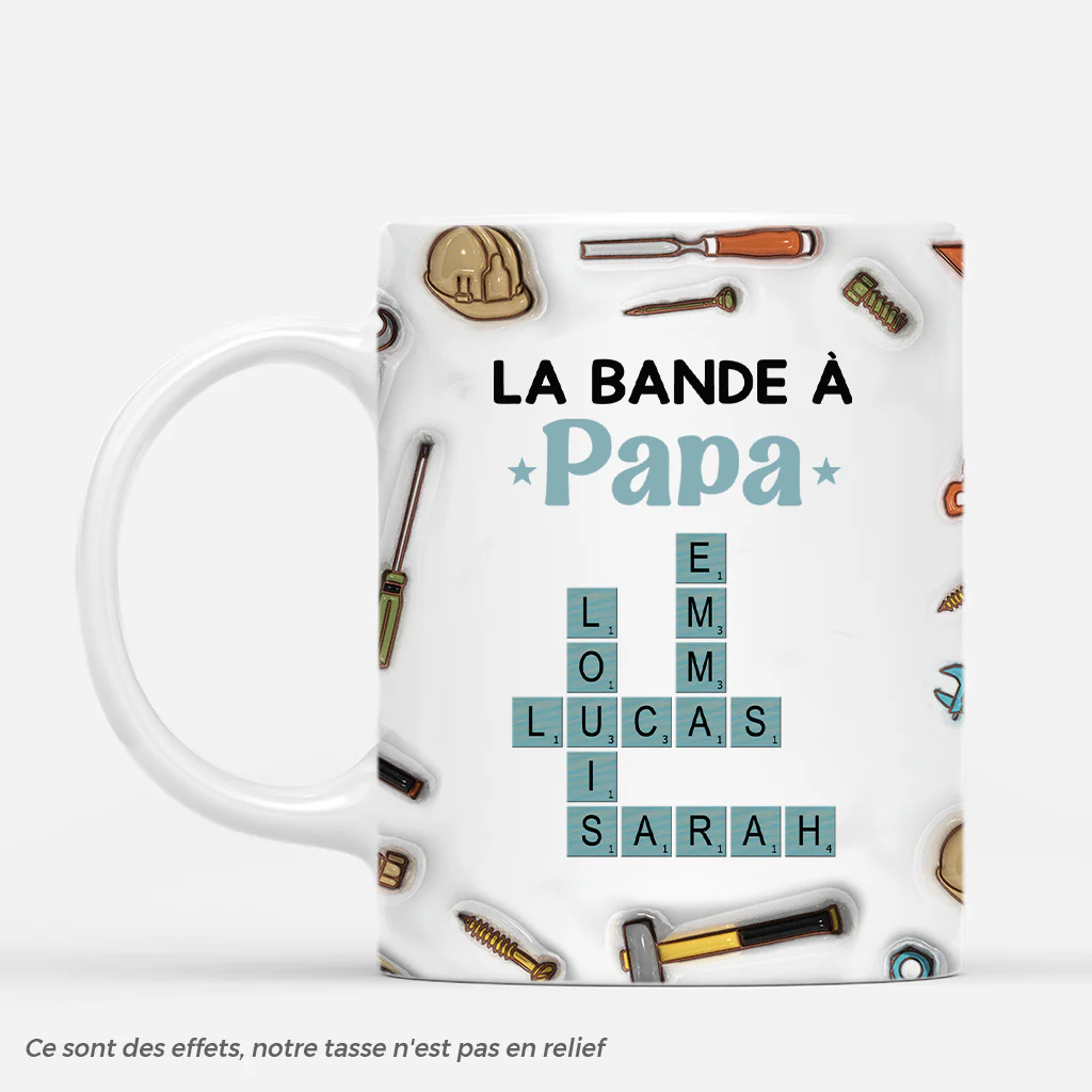 [Effet d'Impression 3D] Mug Personnalisé - La Bande À Papa - Outils Et Mots-Croisés