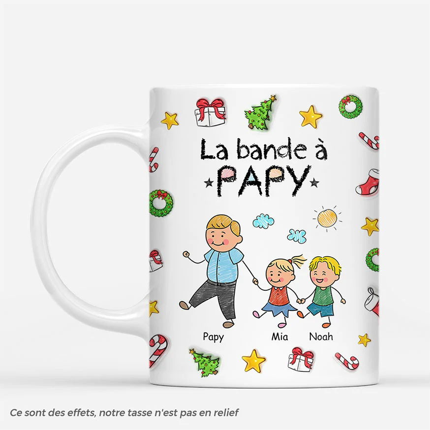[Effet d'impression 3D] Mug Personnalisé - La Bande De Mamie Papy Noël