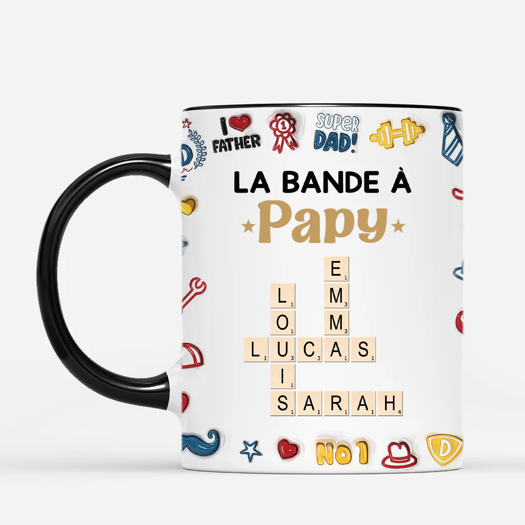 [Effet d'Impression 3D] Mug Personnalisé Papa – La Bande Du Meilleur Papa - Cadeau Mots Croisés - Image 2