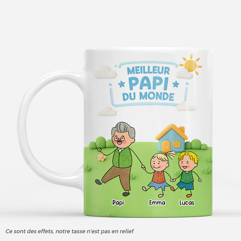Tasse Personnalisée Effet 3D - Le Meilleur Papy Mamie Du Monde