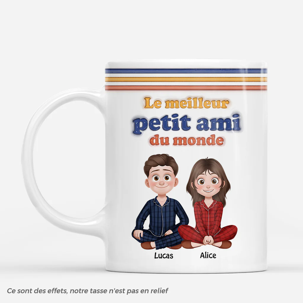 [Effet d'impression 3D] Mug Personnalisé - Le Meilleur Petit Ami/Mari/Petite Amie/Épouse