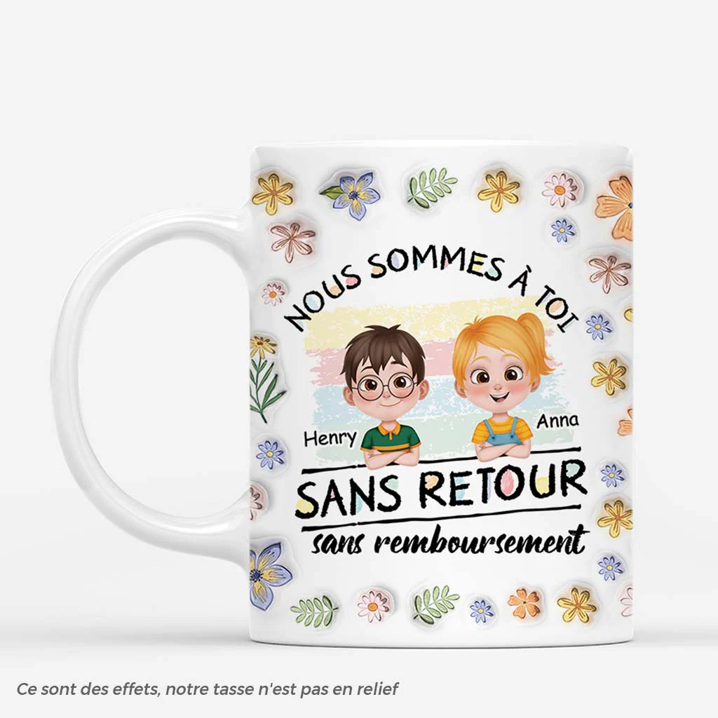 [Effet d'Impression 3D] Mug Personnalisé Maman - Aucun Retour Ni Remboursement - Fleur Douce