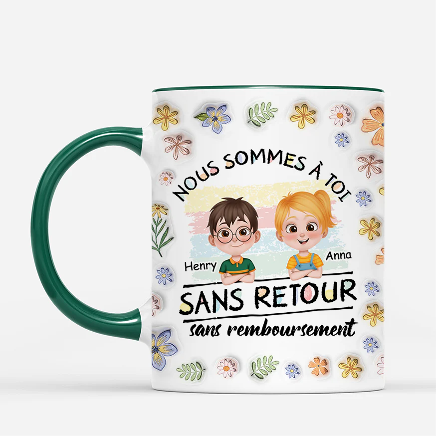 [Effet d'Impression 3D] Mug Personnalisé Maman - Aucun Retour Ni Remboursement - Fleur Douce - Image 2