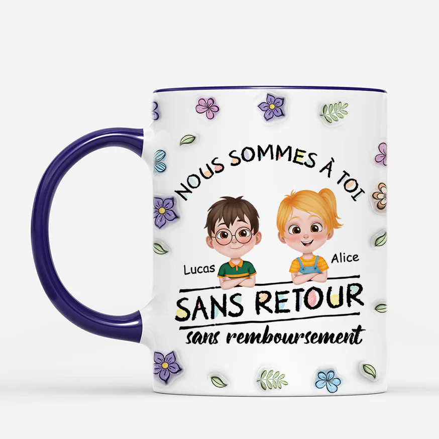 [Effet d'Impression 3D] Mug Personnalisé Maman - Aucun Retour - Jolie Fleur - Image 2