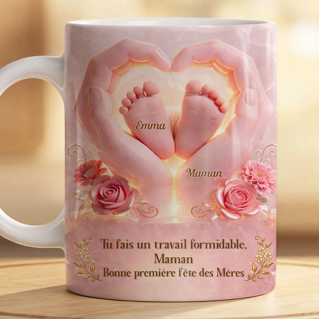 [Effet d'impression 3D] Mug Personnalisé Maman Bébé - Cadeau Première Fête Des Mères - Image 2