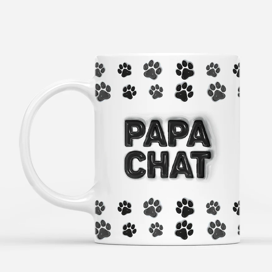 [Effet d'Impression 3D] Tasse personnalisée chat – Maman chat cœur noir - Image 2