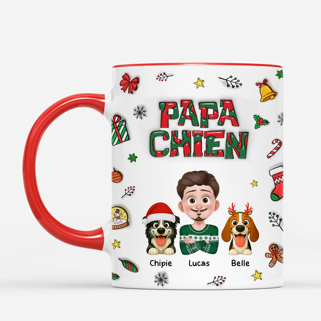 [Effet d'impression 3D] Mug Personnalisé - Maman Chien De Noël - Image 2