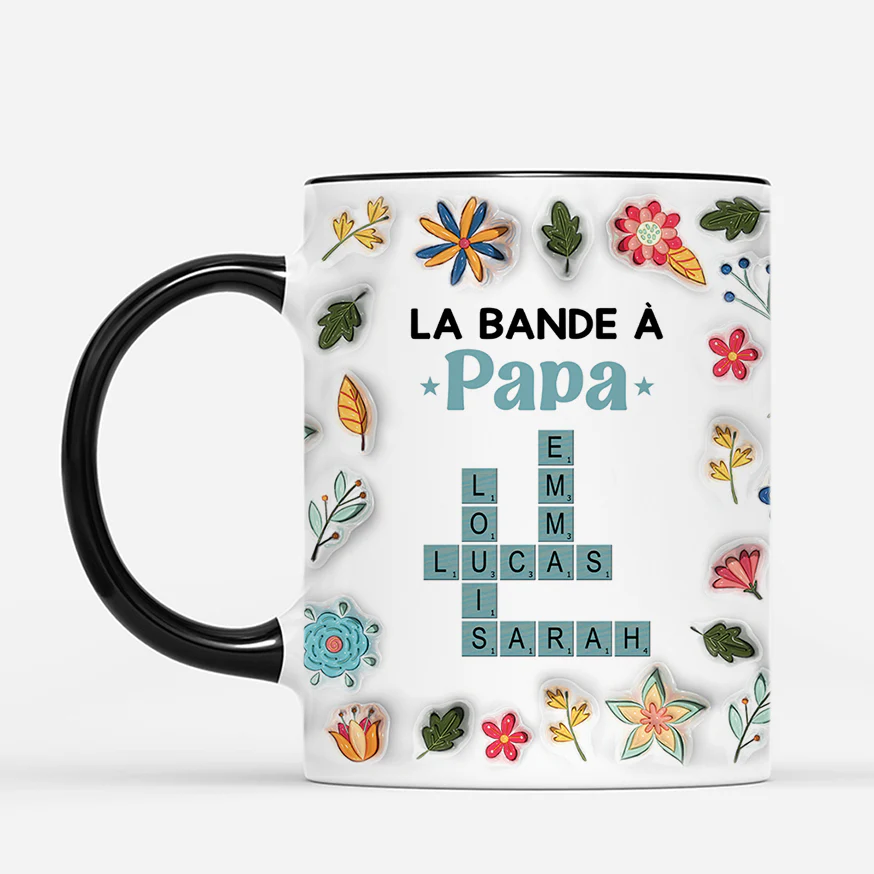 [Effet d'Impression 3D] Mug Personnalisé Maman - Fleurs Colorées Et Mots-Croisés - Image 2