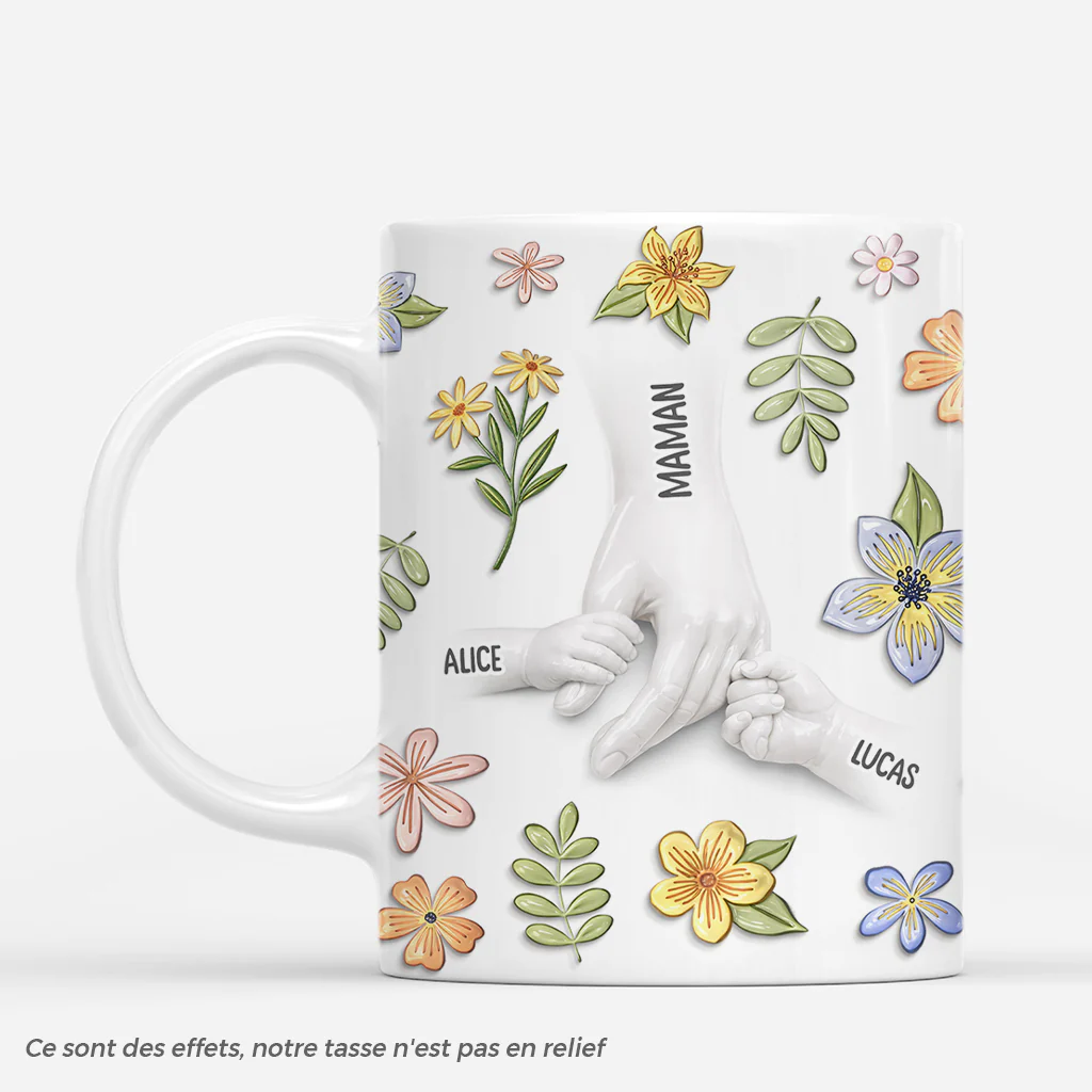 [Effet d'impression 3D] Tasse Pour Maman Personnalisé | Amour De Ses Enfants