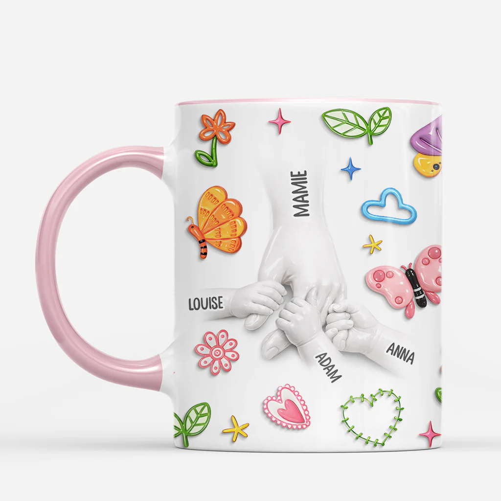 [Effet d'impression 3D] Mug Personnalisé Pour Maman | Fleur Tenir Sa Main - Image 2