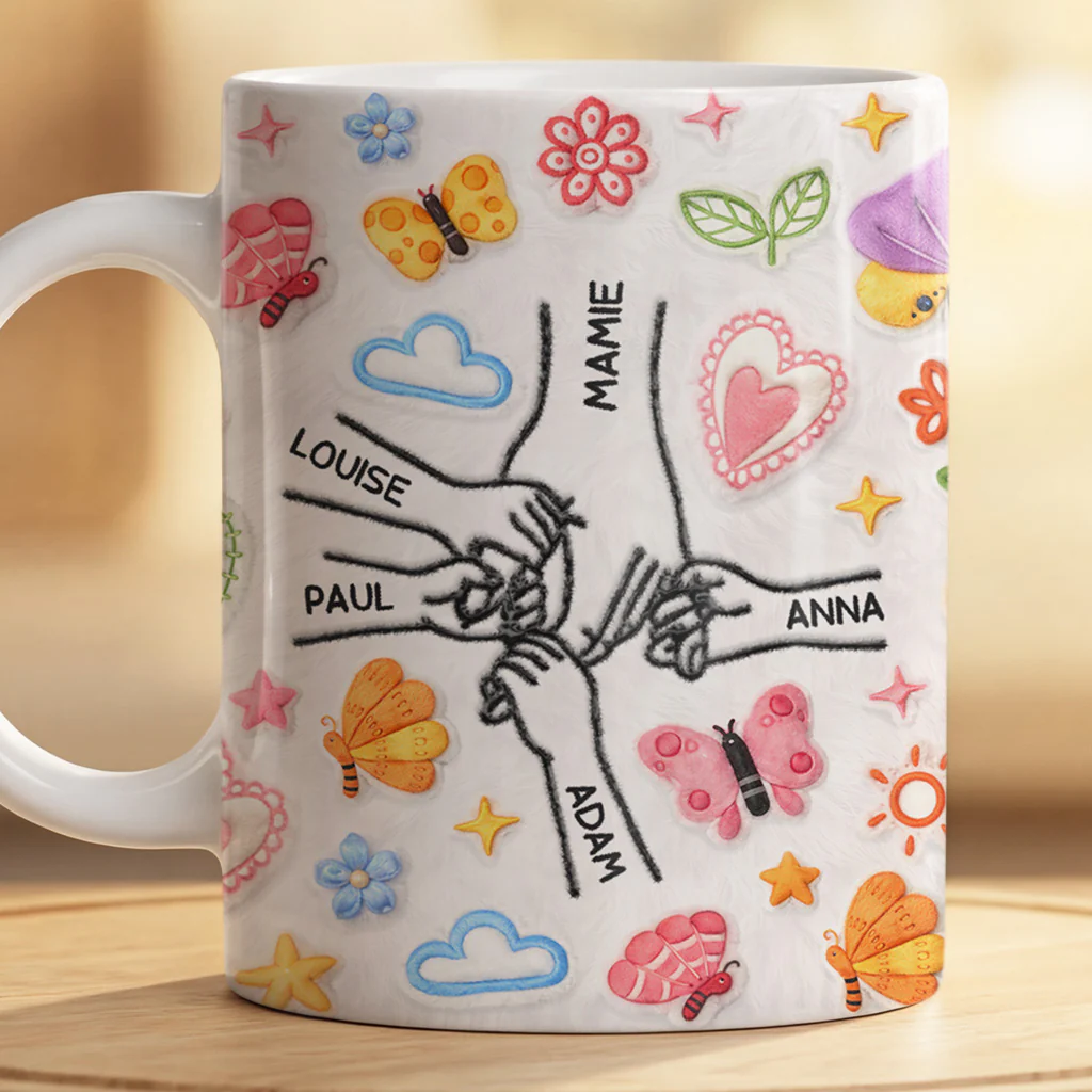[Effet d'impression 3D] Mug Personnalisé Maman Mamie - Cadeau Maman Enfant Avec Fleur - Image 2