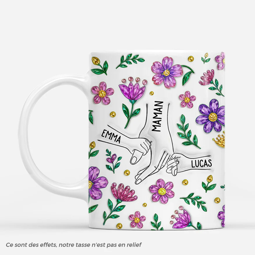 [Effet 3D] Tasse Personnalisée pour Maman - Maman et ses Fleurs