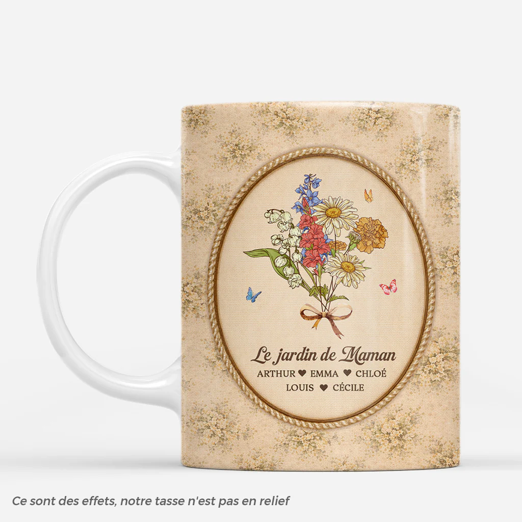 [Effet d'impression 3D] Mug Personnalisé Maman - Le Jardin De Maman Vintage