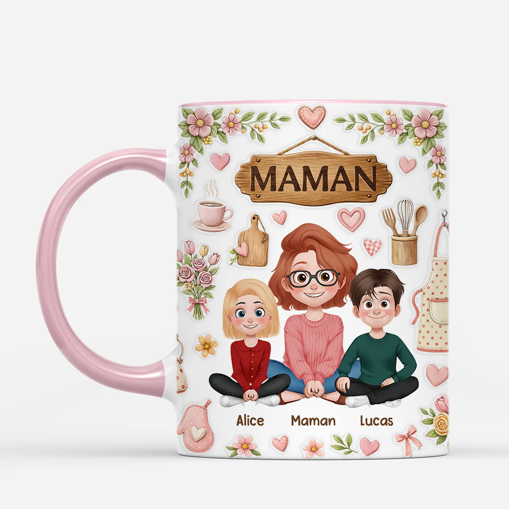 [Effet d'impression 3D] Mug Personnalisé Maman Mamie - Meilleure Cuisinière