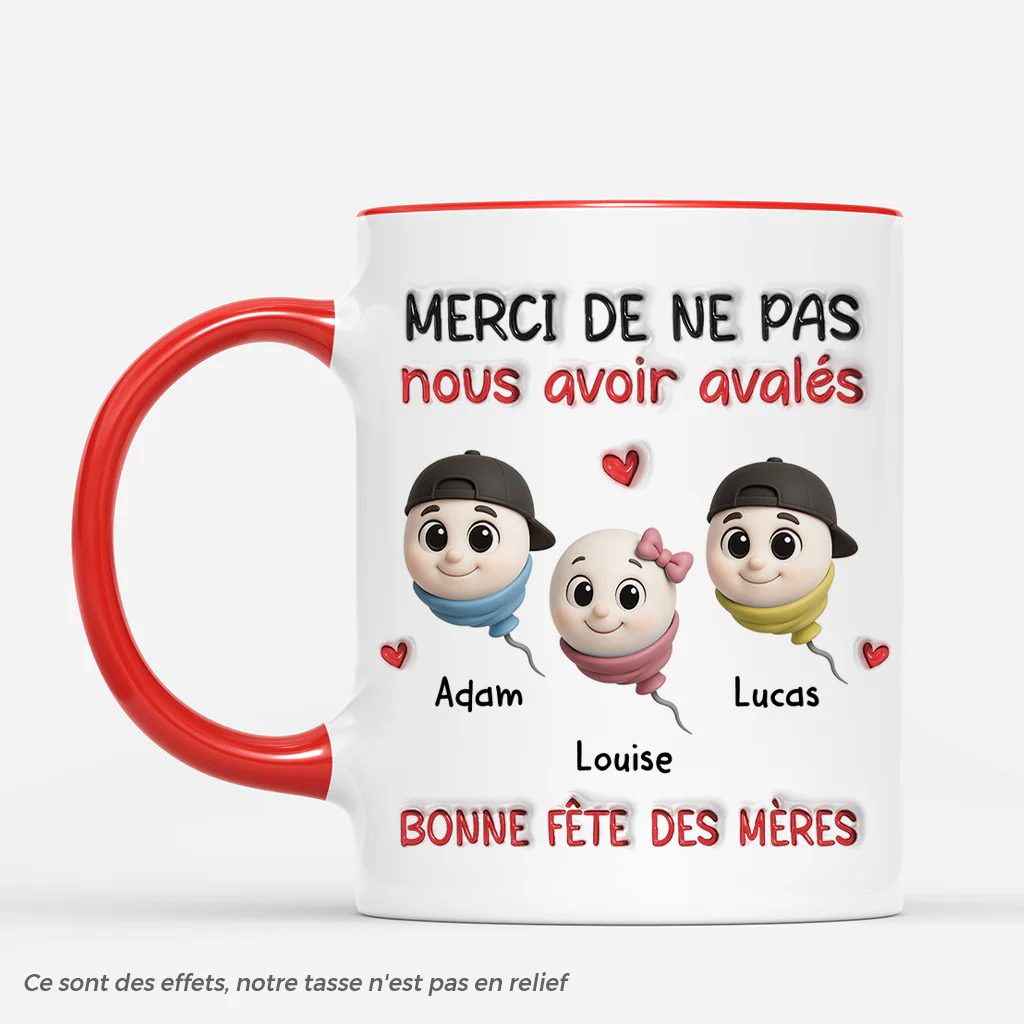 [Effet d'impression 3D] Mug Personnalisé Maman Papa - Cadeau Humour Pour Fête Des Mères Des Pères